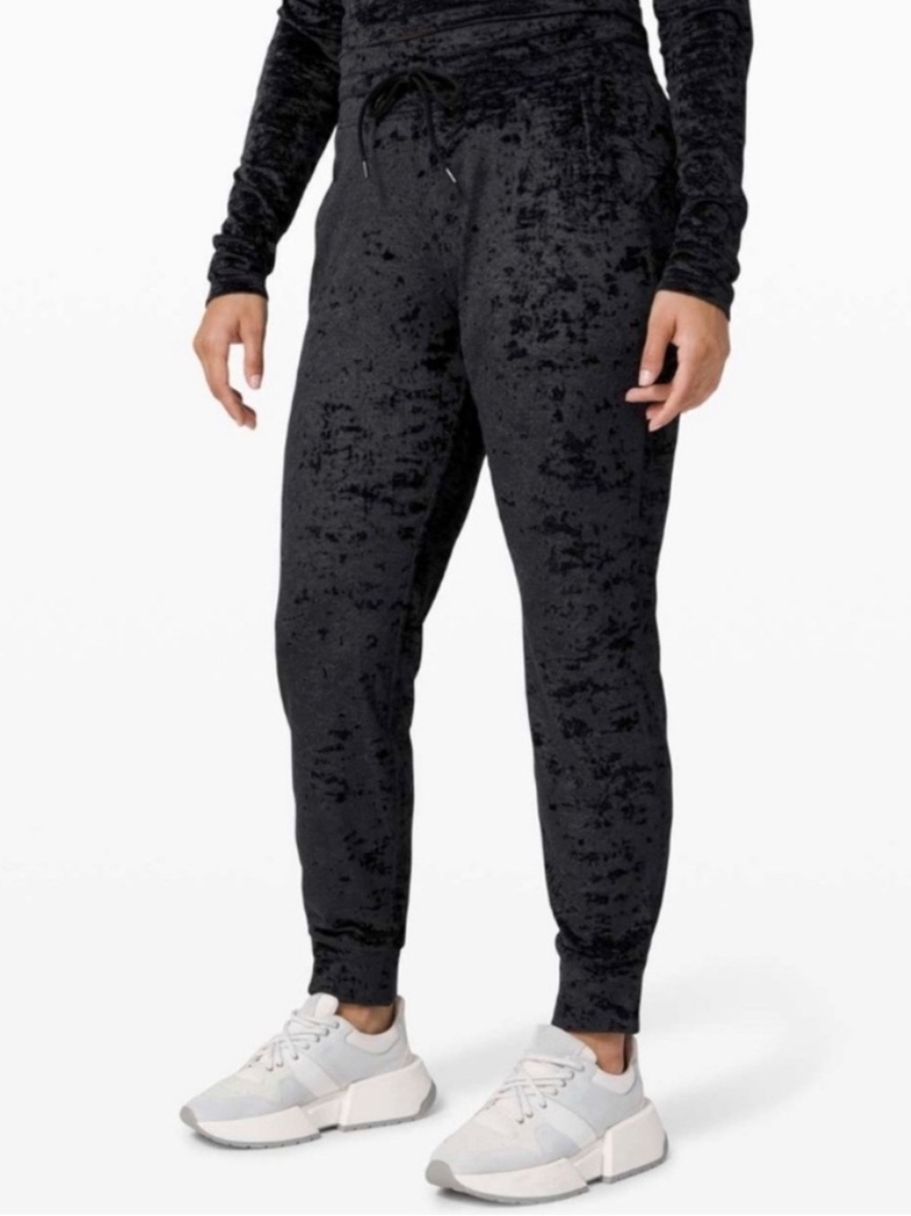 Lululemon Ready To Crush Jogger Pants Black Crushed Velvet Women’s Size 14